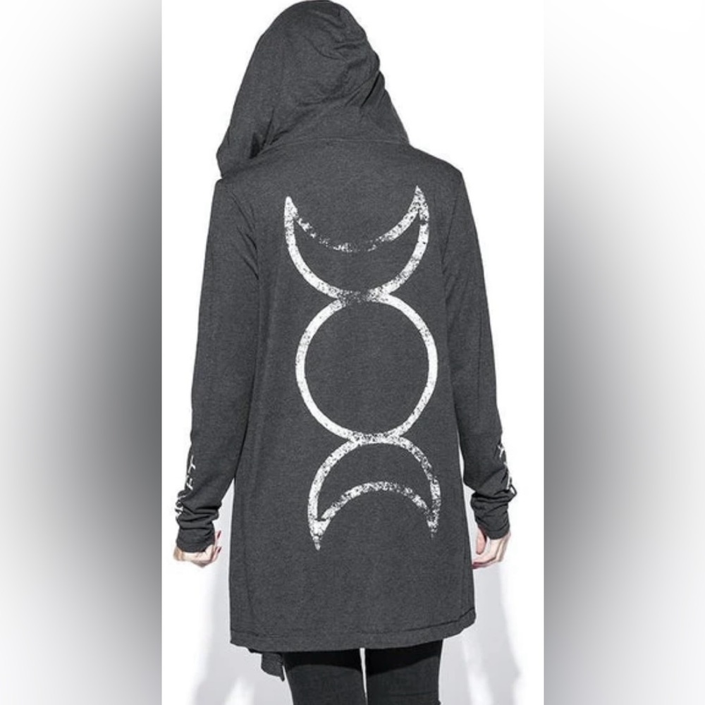 Blackcraft Cult Women's Dark Gray Hoodie with Triple Moon Design